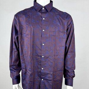 French‎ Crown Long Sleeve Shirt Mens 44 US XL NWOT $79 Button-up Floral Jacquard